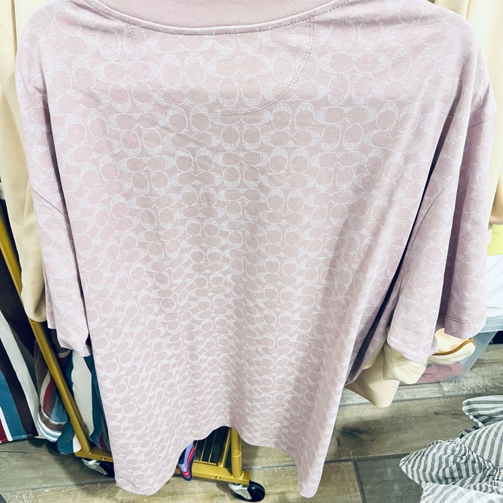 Coach Women's Light Pink Bow Graphic Tee - Picture 2 of 4